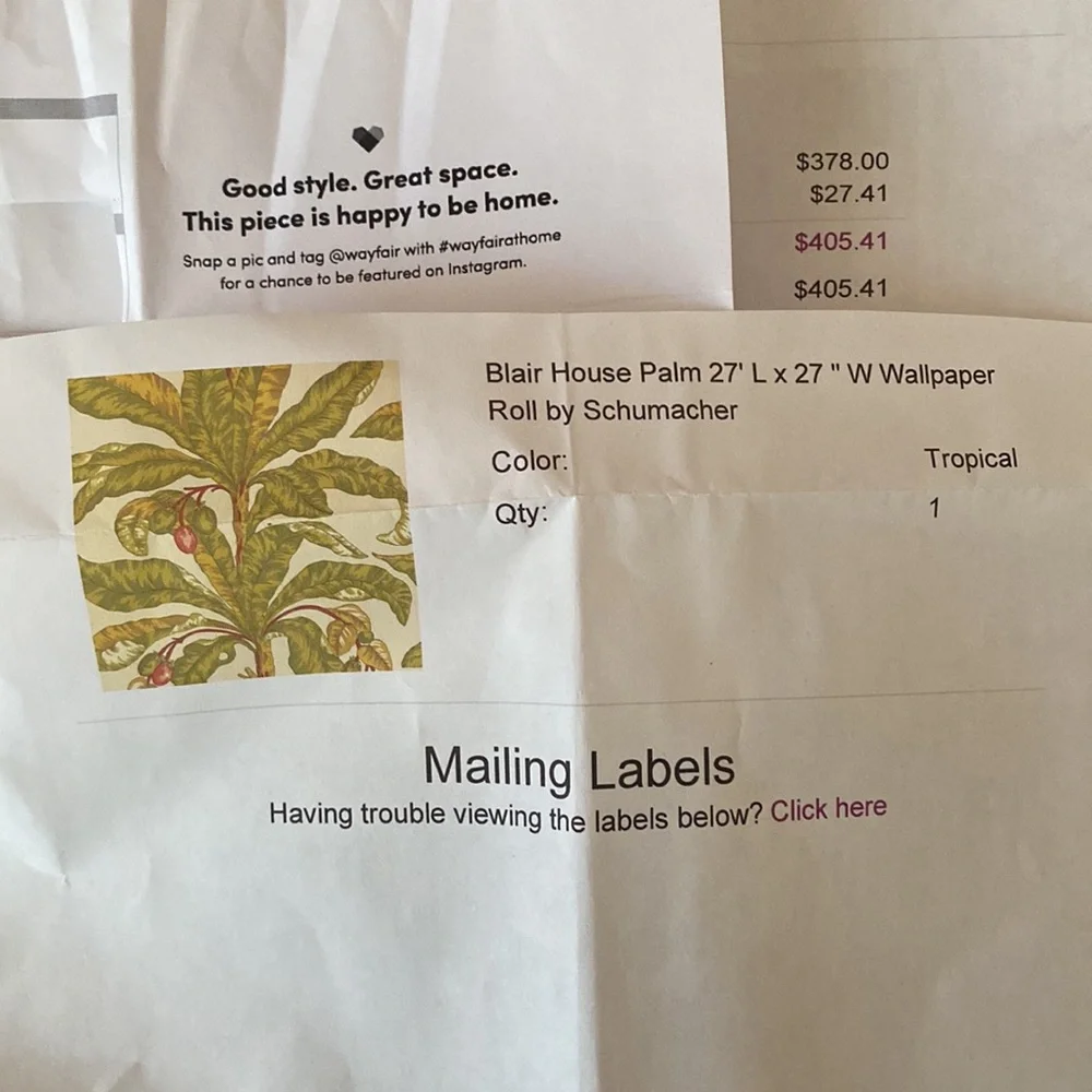 Schumacher Blair House palm floral wallpaper roll vintage retro tropical new